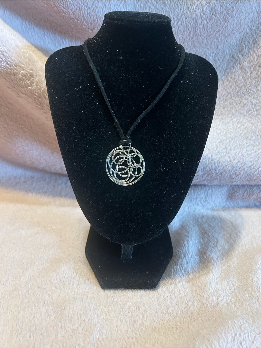 Silver Circular Swirl Pendant silver-tone Necklace Women's Jewelry